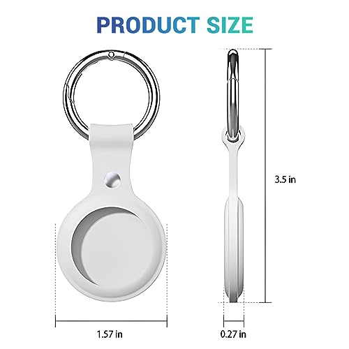 Image of LIRAMARK Airtag Case for Apple Airtags Silicone Case Protective Cover for Airtag Case Locator Tracker Anti-Lost Device Keychain Protection Sleeve (White)