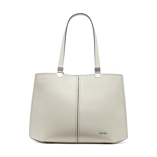 Image of Calvin Klein Women's Granite Geometric Tote Bag - Vegan Leather, Monogram, 3 Pockets