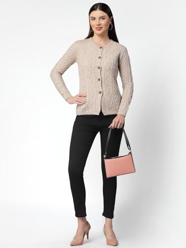 Kalt Women Sweater for Winters Woolen Acrylic Full Sleeve Round Neck Cable Design Cardigan Sweater for Women Winter Woollen Stylish