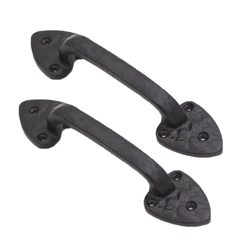 Image of 2-Pack 7 Inch Spear Barn Door Handle - Black Cast Iron Pull for Sliding Doors, Gates, Sheds, Fences, Closets - Indoor Outdoor Farmhouse Hardware