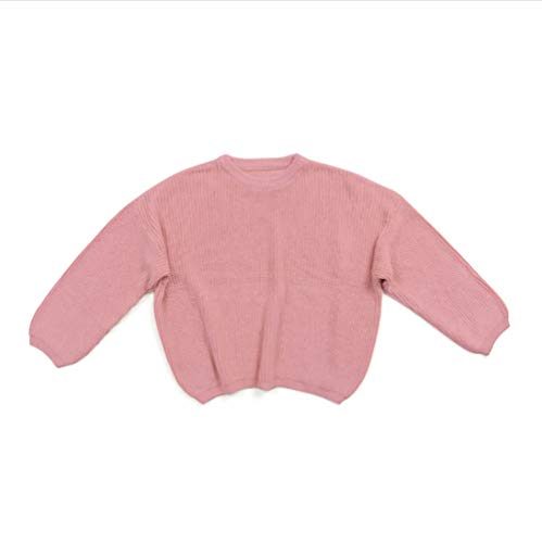 1-5T Kids Toddler Baby Girl Crewneck Long Sleeve Knit Sweater Solid Pullover Top Warm Fall Winter Outfits (Dark Pink, 4-5 Years)