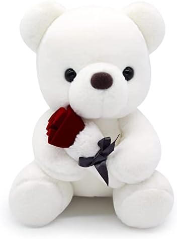 Grekaida Valentines Day Gifts Teddy Bear Plush Stuffed Animal, Teddy Bears Stuffed Animals with Rose Gift for Her and Kids Stuffed Animals Toy Stuffed Animal Gifts Valentines Day Decor 10 Inch