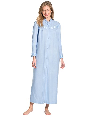 Robe de chambre col officier en molleton courtelle d'exception nuance ciel 46/48