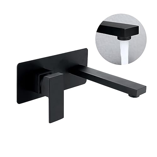 Mezclador de lavabo de pared en negro mate con latón de alta resistencia 5