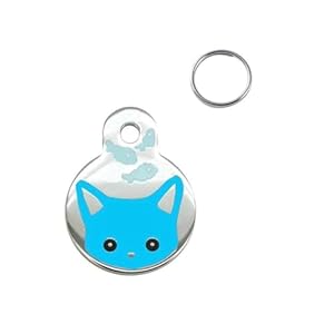 FOVAOK Blaue Katzenmarke mit Adressanhänger