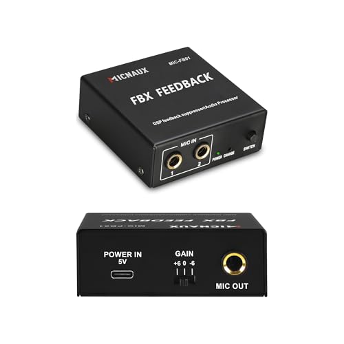 MICNAUX Mini Feedback Suppressor, Professional 2-in 1-Out Microphone Anti-Howling Effector