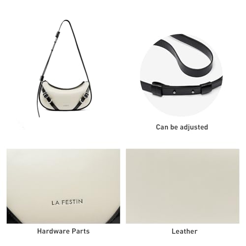 Image of LA FESTIN Leather Hobo Bag for Women Trendy Crescent Shoulder Purse Travel