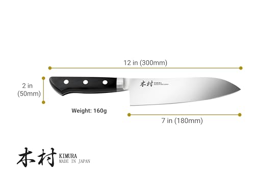Image of Kimura Santoku Knife, [Made in Japan], 7 inch Professional Chef Knife, Ultra Sharp High Carbon Molybdenum Stainless Steel Kitchen Knives, Chefs Knives with Ergonomic Handle - Japanese Chef's Knife