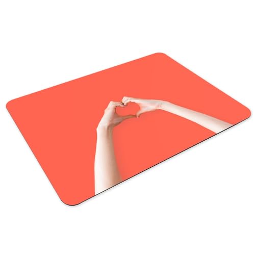 Sets de table en caoutchouc antidérapant grand format coeur rouge - 3