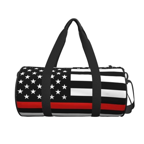 Usa Firefighter Red Line Flag Gym Duffel Bag Adult Workout Bag Lightweight Yoga Bag Carryon Gymbag Sport Duffel Bag For Men Women3