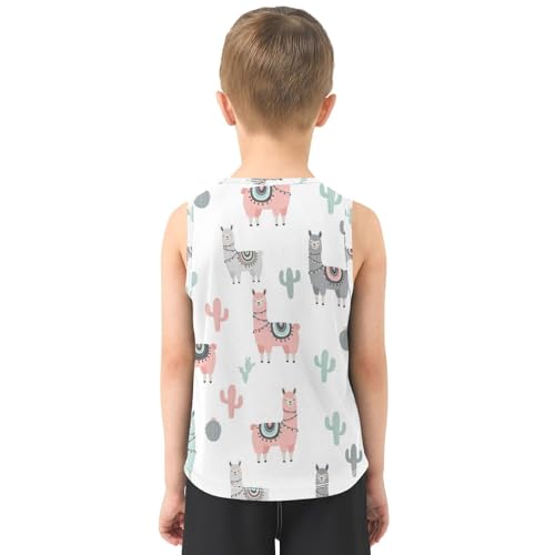 J JOYSAY Llama Cactus Colorful Boys Tank Top Sleeveless Muscle Shirts Quick Dry Workout Sport Active Kids T-Shirts 3-15T3