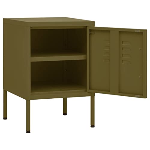 Petite armoire de rangement chambre table de chevet métal vert