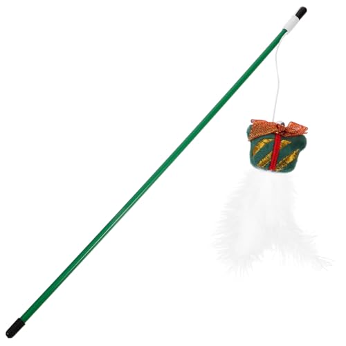 Abaodam クリスマス猫ティーザー ハンティングマット付き猫のおもちゃ クリスマス猫のおもちゃ 猫のペットのおもちゃ 猫のティーザー キット ために 猫の杖 ぬいぐるみ 緑