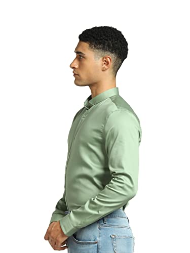 Image of Jack & Jones Men's Cotton Solid Slim Fit Slim Collar Casual Shirt