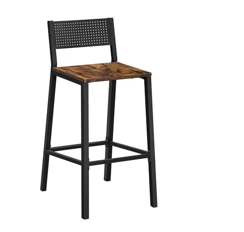Image of Sheesham Wood Bar Stool, Set of 2 | Backrest & Footrest, For Home Kitchen Counter, For Cafe Restaurant Bar Counter