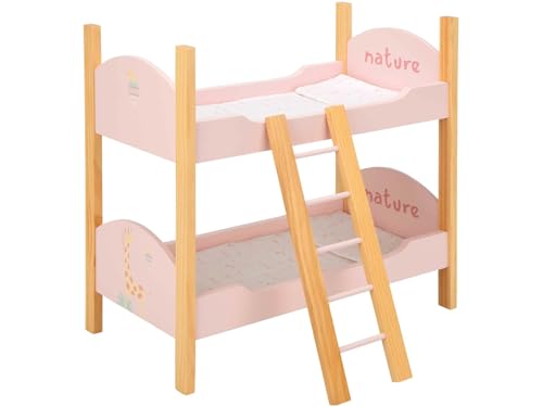 ARIAS-Litera de Madera de la colección Nature. Incluye Escalera, Dos Almohadas y Dos colchas. Medidas: 50x27,50x49,50 CM. Juguete Niños +3 años (ARI21582)