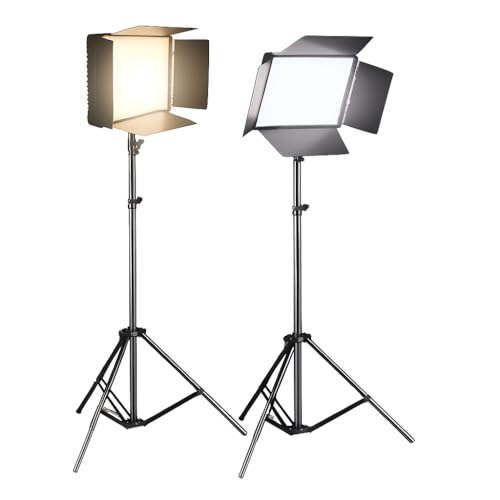 Opiniones y reviews de Iluminación los 5 mejores. 46 COMERLIV Kit Panel de Luz LED Profesional 35 W Set 2 Piezas con Trípodes Ajustables – Iluminación Continua para Fotografía, Video, Streaming y Estudio de Grabación