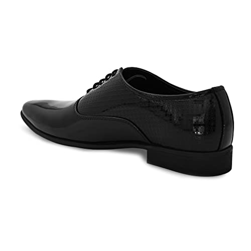Image of San Frissco Textured Formal Oxfords Faux Leather Upper Cushioned Footbed | Comfortable Fashionable Stylish Flexible for Men