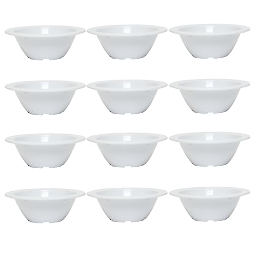TrueCraftware- 5 oz. Fruit Bowl White Color Melamine Set of 12- Dishwasher Safe Break-Resistant Reusable Bowls Serving Bowl Soup Bowls Dessert Bowls for Fruits Salad Kitchen Restaurants