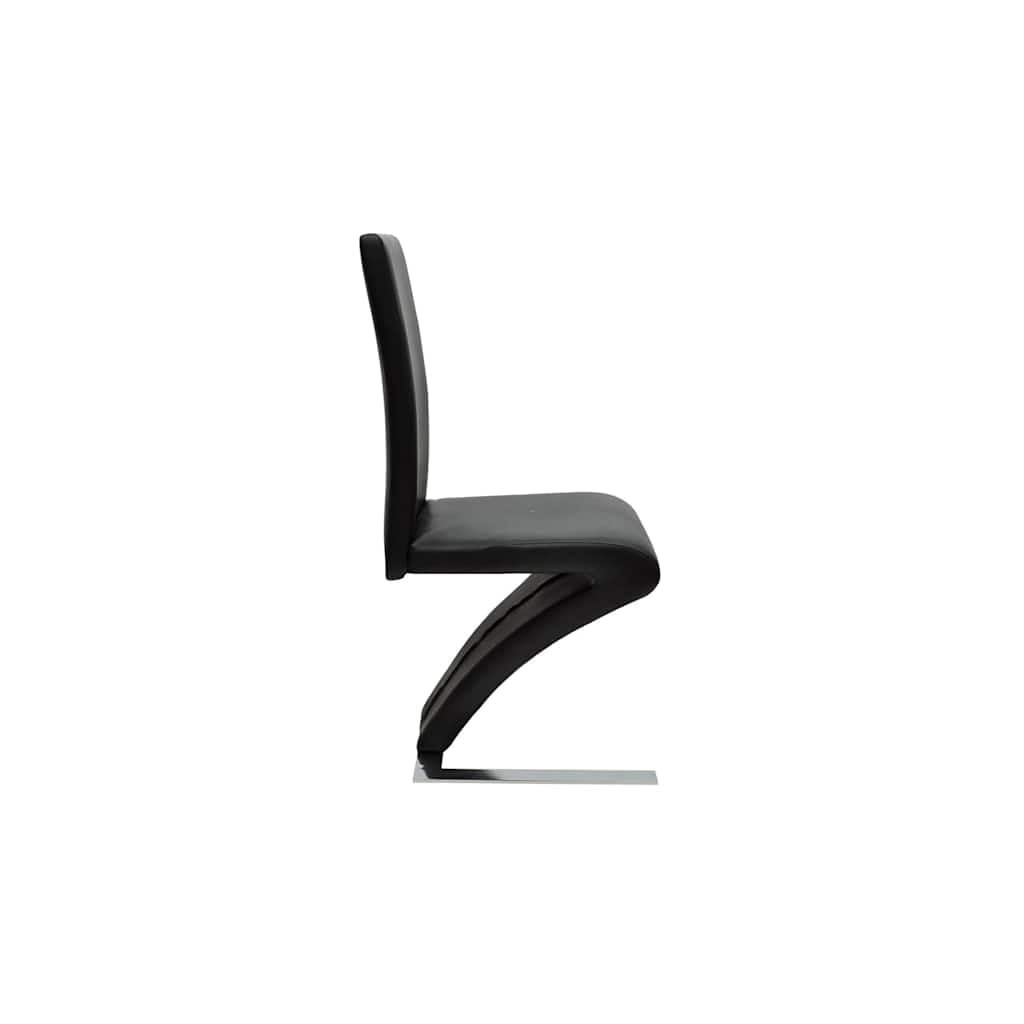 Krzesło do jadalni, zestaw 4 sztuk, czarne, sztuczna skóra, tapicerowane krzesła z podłokietnikami, ergonomicznie wyściełane, nowoczesne wzornictwo, stabilne chromowane nóżki, wygodne