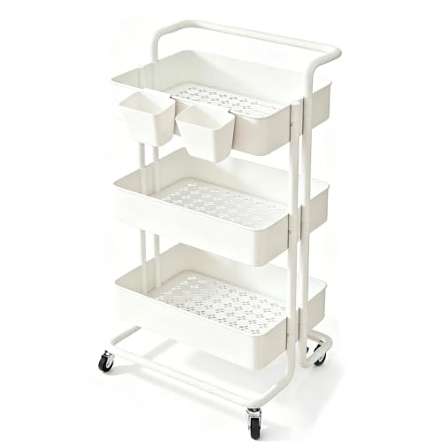 Desserte à roulettes en acier blanc au design épuré et moderne - 2