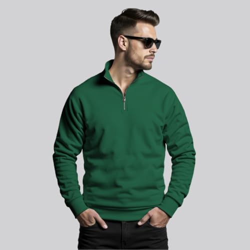 Image of Unisex Stylish Half Zipper Solid Sweatshirt