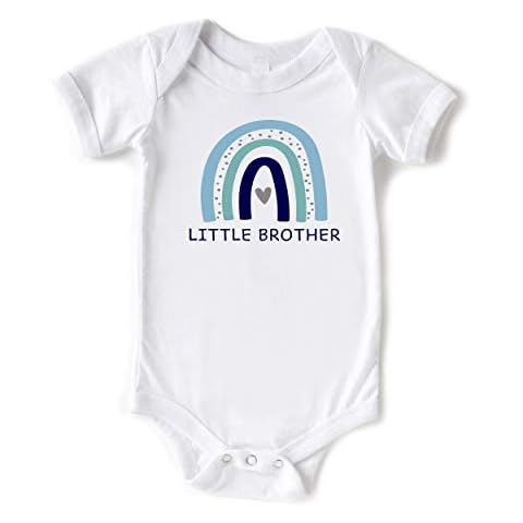 Little Spunkies Little Brother/Blue Rainbow Cute Baby Boy Short Sleeve Bodysuit Cover