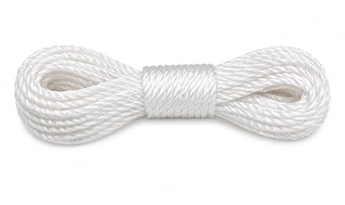 10 Metre Beyaz Naylon İp 3 mm, Çok Amaçlı Dayanıklı Çamaşır İpi, Kamp Bahçe Balkon Hamak ve Taşıma Sabitleme İpi, Dayanıklı Çamaşır İpi Kalın, Asma İpi Güçlü Halat İp, Sağlam İp, Kaliteli