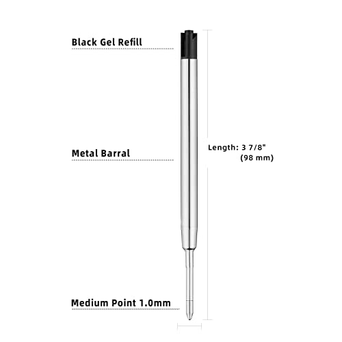 Pack of 10 Replaceable Ballpoint Pen Refills Black Ink 1mm Medium Refill Compatible with Parker Pen (Black Ink)