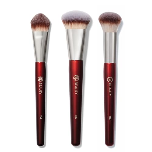 BK Beauty Core Complexion Trio Makeup Brushes Set (3PC) – Foundation, Concealer, and Blending Brushes for Liquid, Cream & Powder – Vegan, Cruelty-Free, Ultra-Soft Face Makeup Brushes