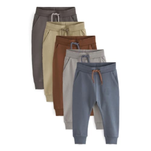 NEXT Niños Pack de 5 Pantalones de chándal de Corte Ajustado Caqui/Gris/Azul 3 Años-4 Años