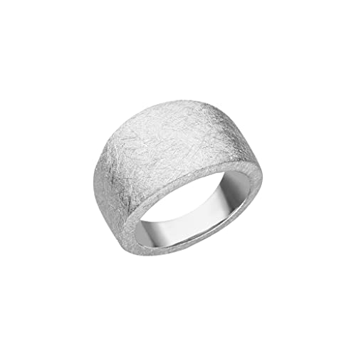 massiver Silber Ring Goldschmiedearbeit aus Deutschland (Sterling Silber 925, mattiert, anlaufgeschützt) 15 mm breit, verlaufende Schiene, schlichter schwerer Ring aus Silber - Damenring Cover