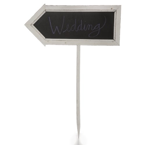 The Lucky Clover Trading Two Sided Arrow Shaped Chalkboard Sign, Worn White, Large