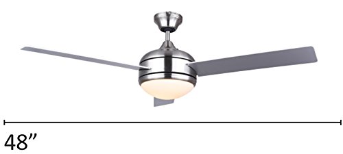Canarm Ltd Calibre Bpt 48 Frosted Glass 1 Bulb Light Kit, 48-Inch Ceiling Fan With 3 Blades, Grey/White #TOP1
