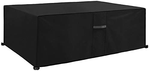 Dokon Garden Furniture Covers with Air Vent, Waterproof, Windproof, Anti-UV, Heavy Duty Rip Proof 600D Oxford Fabric Large Patio Set Cover, Outdoor Table Cover, Rectangular(300 x 250 x 100cm) - Black