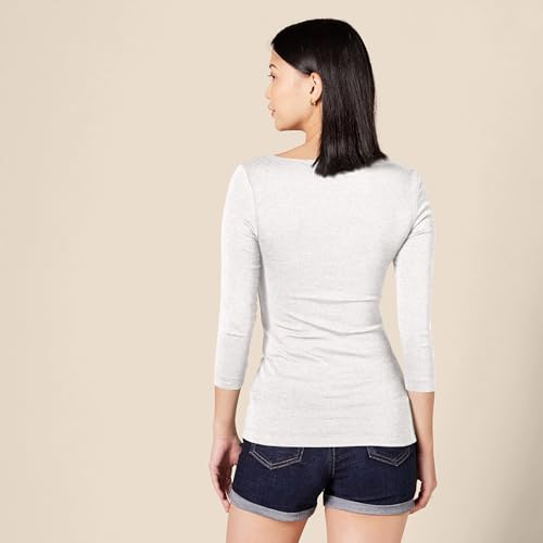 Image of Amazon Essentials Women's Slim-Fit 3 /4 Sleeve Boat Neck Cotton Modal Micro Rib T-Shirt