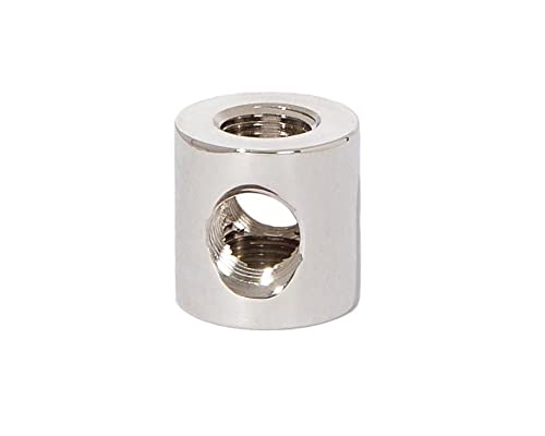 Image of B&P Lamp 4-Way Brass Arm Back, All Holes Tapped 1 /8IP, 3 /4 Inch Height by 3 /4 Inch Diameter, Polished Nickel Finish
