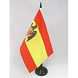 AZ FLAG Bandera de Mesa de ESPAÑA 1977-1981 21x14cm - BANDERINA de DESPACHO ESPAÑOLA con Aguila 14 x 21 cm