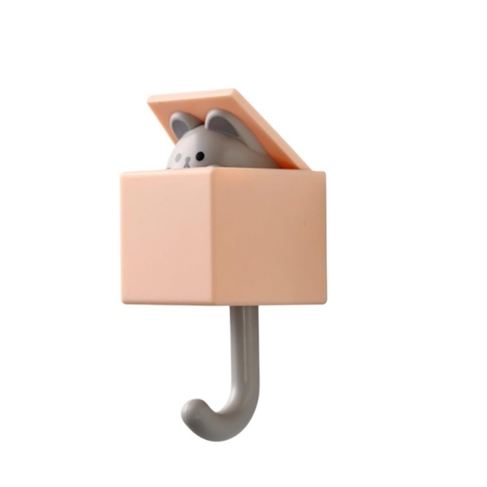 Dazhua Orange Rat Cute Cartoon Cat Self-Adhesive Wall Hooks - Hanger Rack For Bedroom, Dorm, Key, Towel, Hat, Umbrella, Coat Organizer(,5Pcs)