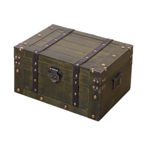 Ornement rustique vert harayaa coffre en bois de rangement format L - 2