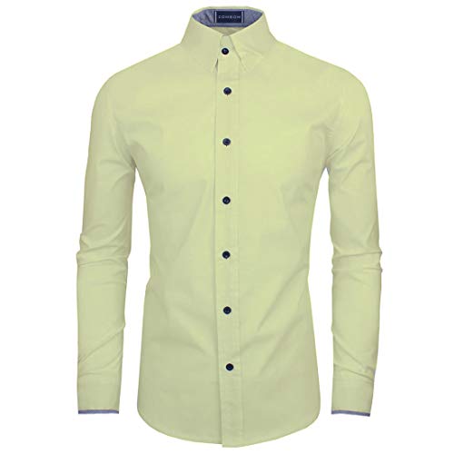 Image of Zombom Men's Solid Cotton Blend Regular Fit Full Sleeve Collared Neck Casual Shirt for Men