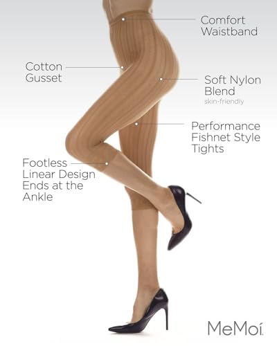 Image of MeMoi Fishnet Tights, Ankle Tights, Women's Pantyhose, Great for Flats, Boots, or Heels
