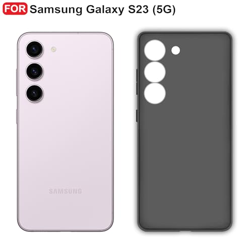 Image of CEDO Back Cover for Samsung Galaxy S23 (5G) | Camera Bump Protection & Inner Velvet Fabric Lining | Ultra Slim Matte Soft Rubberised Case Cover (Black)