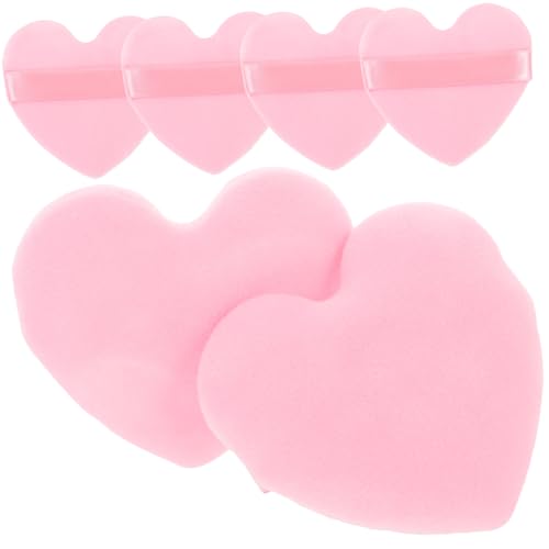 minkissy Small Heart Makeup 6 Pack Women's Powder Puff for Loose Powder Easy to Apply