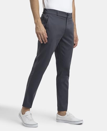 Image of Jockey IM26 Men's Super Combed Cotton Rich Elastane Stretch Woven Fabric Slim Fit All Day Pants with Side Pockets