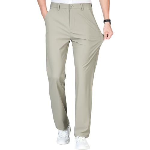 Men's Stretchy Lightweight Dress Pants Stylish Business Suit Pants Solid Color Casual Work Pants​
