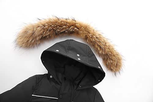 Fewlby Enfant Combinaison de Ski Combinaisons de Neige Bébé Hiver Barboteuses à Capuche Épais Tenues d'hiver/Noir 4-5 Ans – vue 5