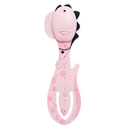 Image of Gifts for Readers & Writers Book Light for Kids, Clip On Reading Light for Bed, 2in1 Flexilight Pals & Bookmark, Small & Lightweight with a Soft Glow, 2 Batteries Included, Dino Pink