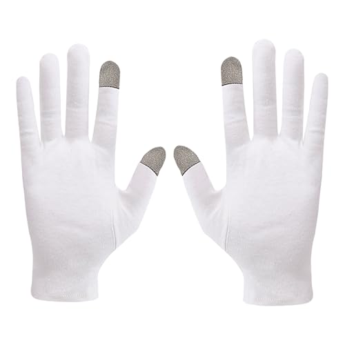 Guantes de algodón para pantalla táctil – Cabezales de maniquí de viaje, ropa de trabajo sensible, forro y ligero, terapia de manos hidratante para el tratamiento nocturno, reparación de la piel