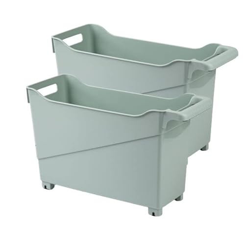 Boladeta - Pack de 2 Organizador de Productos de Limpieza de Cocina - Almacenaje Bajo Fregadero - Cesta con ruedas y asa (Verde)